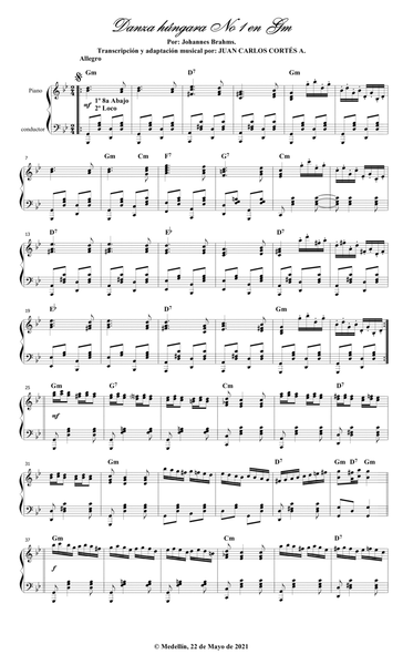 Danza húngara (Ungarischer Tanz) No 1 (WoO 1) por Johannes Brahms Nissen y Béla Sarkozi. image number null