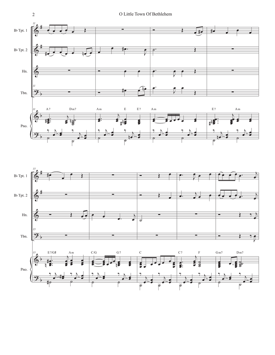 O Little Town Of Bethlehem (Brass Quartet and Piano) Brass Quartet scores gallery preview page 2