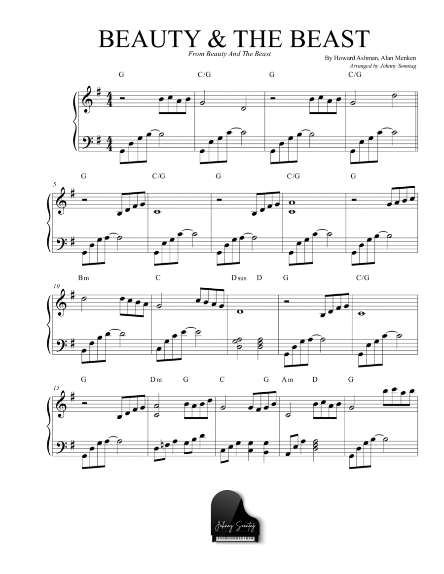 Beauty And The Beast Piano Solo scores gallery preview page 1