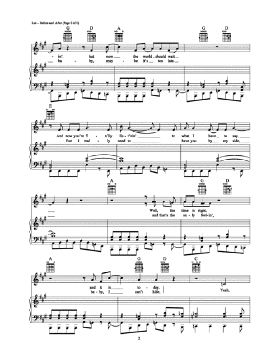 Before And After Piano, Vocal, Guitar scores gallery preview page 2