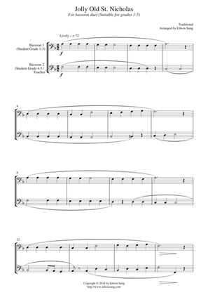 Jolly Old St. Nicholas (for bassoon duet, suitable for grades 1-5)