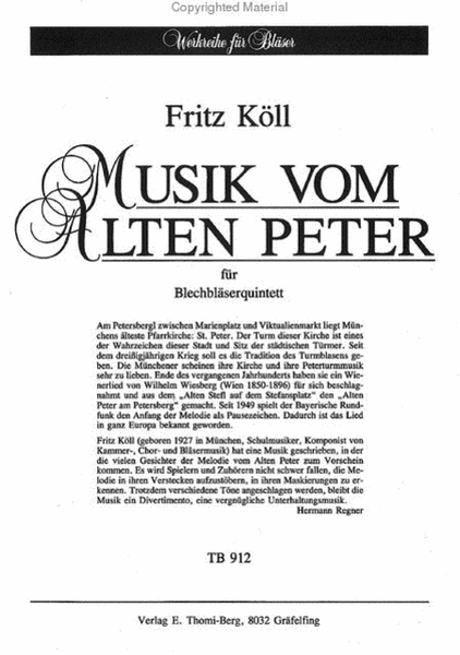 Musik vom Alten Peter - Divertimento fur Blechblaserquintett