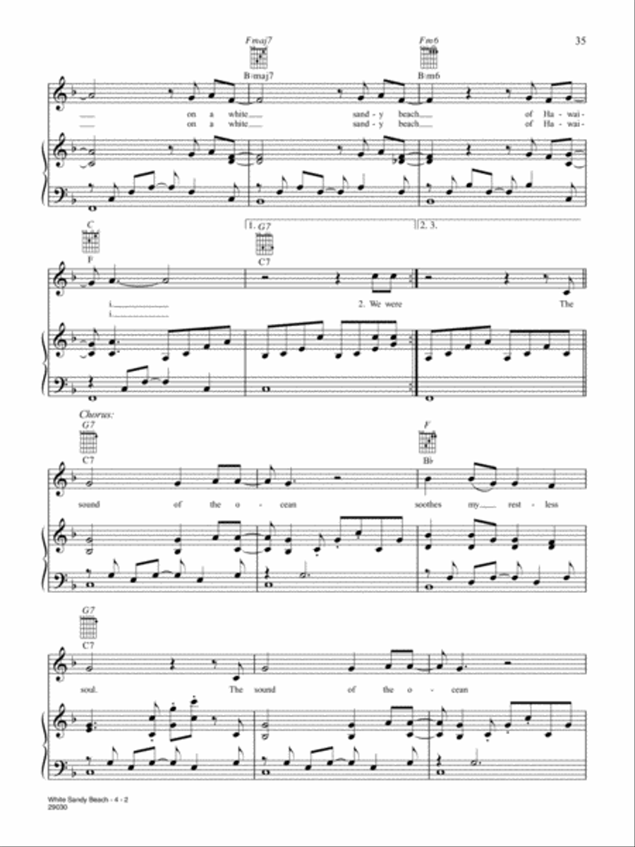 White Sandy Beach Piano, Vocal, Guitar scores gallery preview page 2