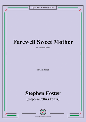 Book cover for S. Foster-Farewell Sweet Mother,in A flat Major