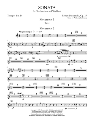 Sonata for Alto Saxophone, Op. 29 - Bb Trumpet 1