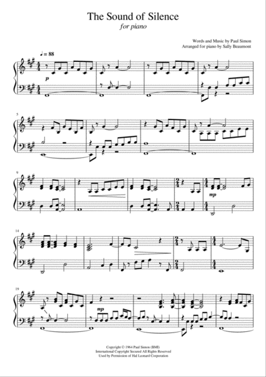 The Sound Of Silence Piano Solo scores gallery preview page 1