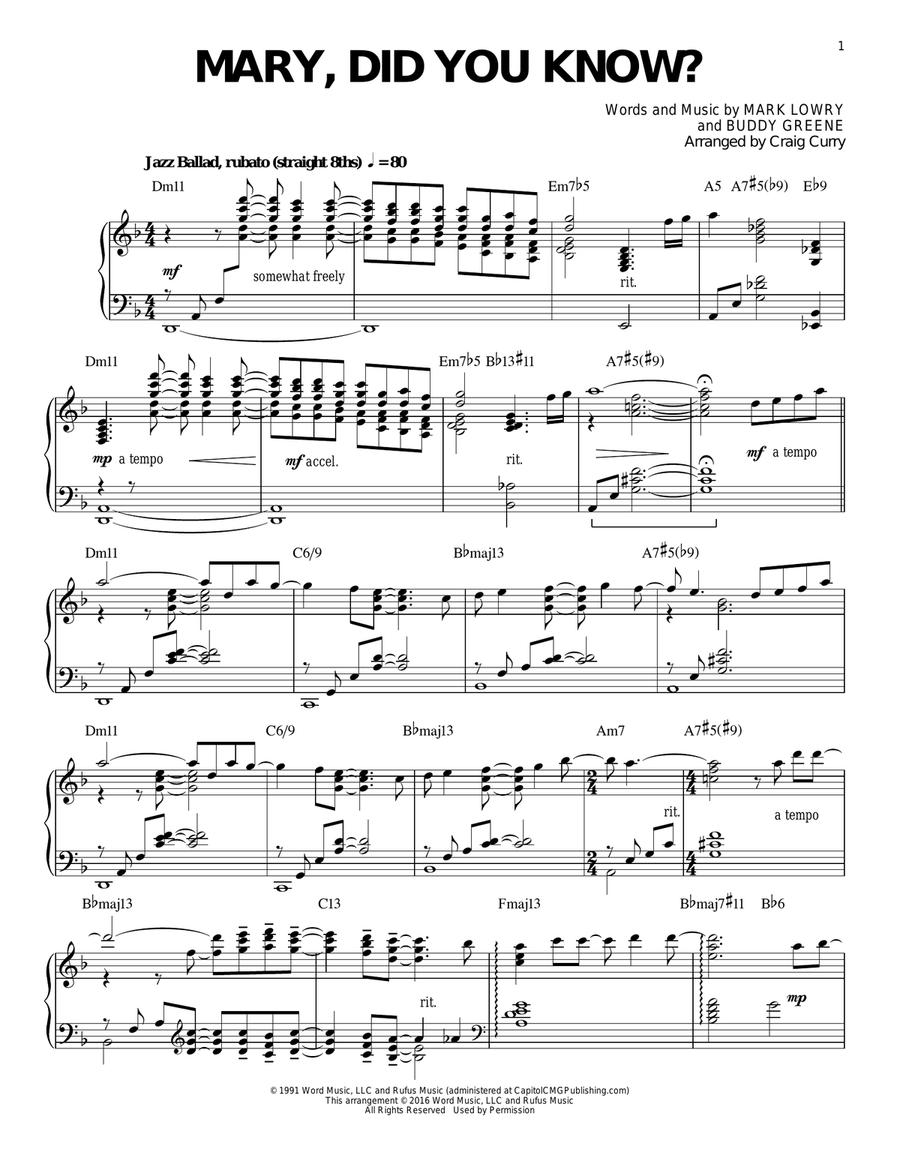 Mary, Did You Know? Piano Solo scores gallery preview page 1