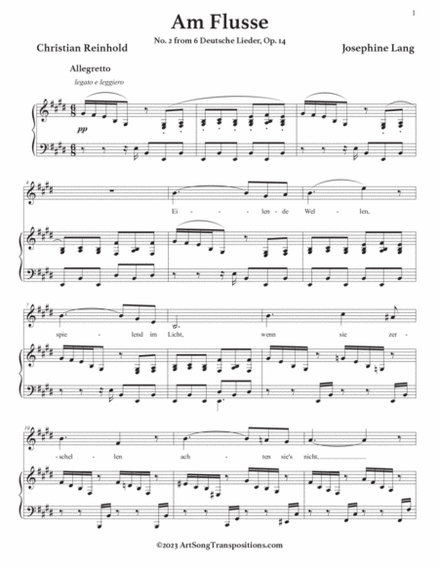 LANG: Am Flusse, Op. 14 no. 2 (transposed to E major)