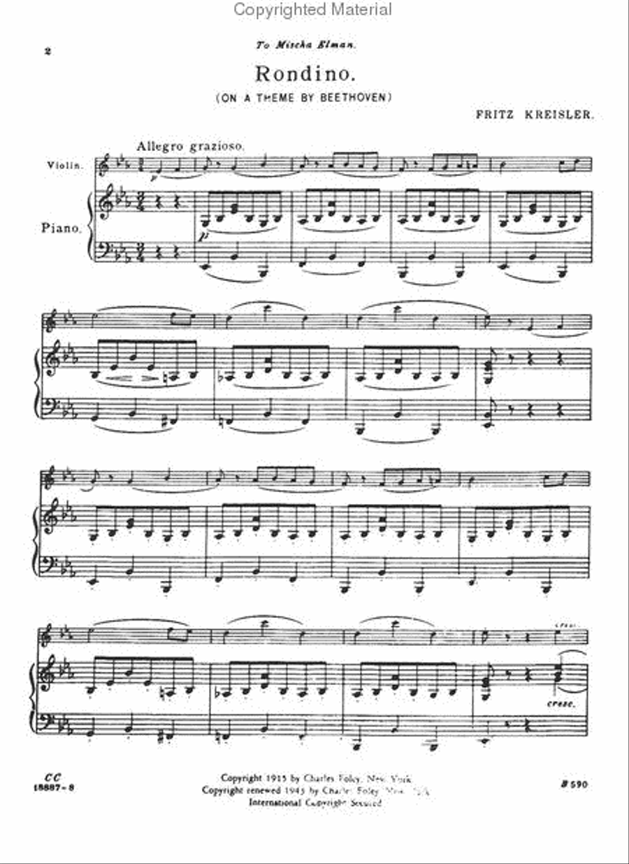 Rondino (On A Theme By Beethoven) Violin Solo scores gallery preview page 2