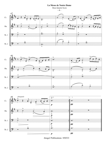 Machaut: La Messe de Nostre Dame for Brass Quartet - Score Only image number null