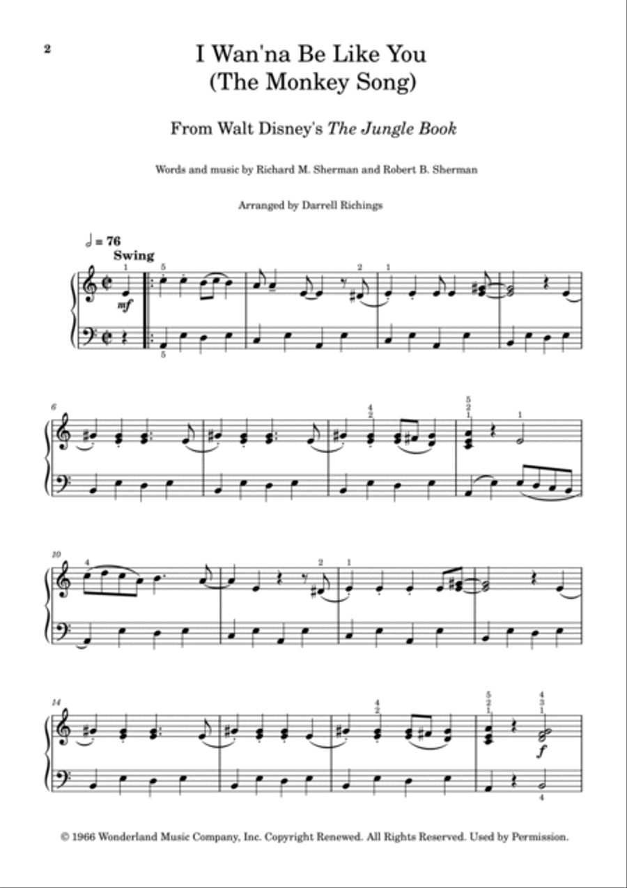 I Wan'na Be Like You (the Monkey Song) Piano Solo scores gallery preview page 2