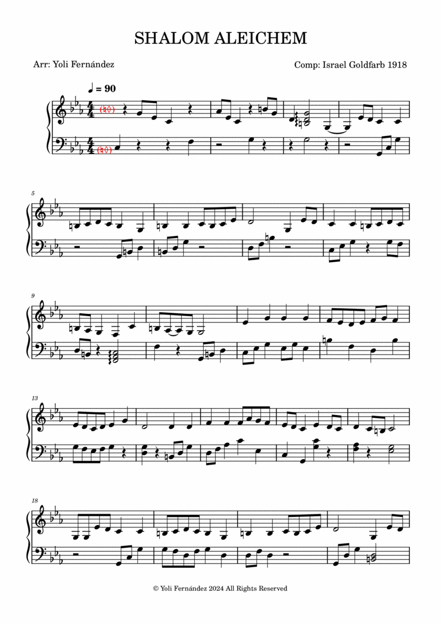 SHALOM ALEICHEM Celtic Harp scores gallery preview page 1