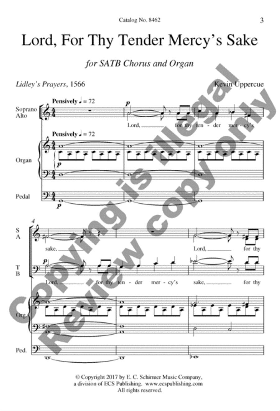 Lord, For Thy Tender Mercy's Sake 4-Part scores gallery preview page 3