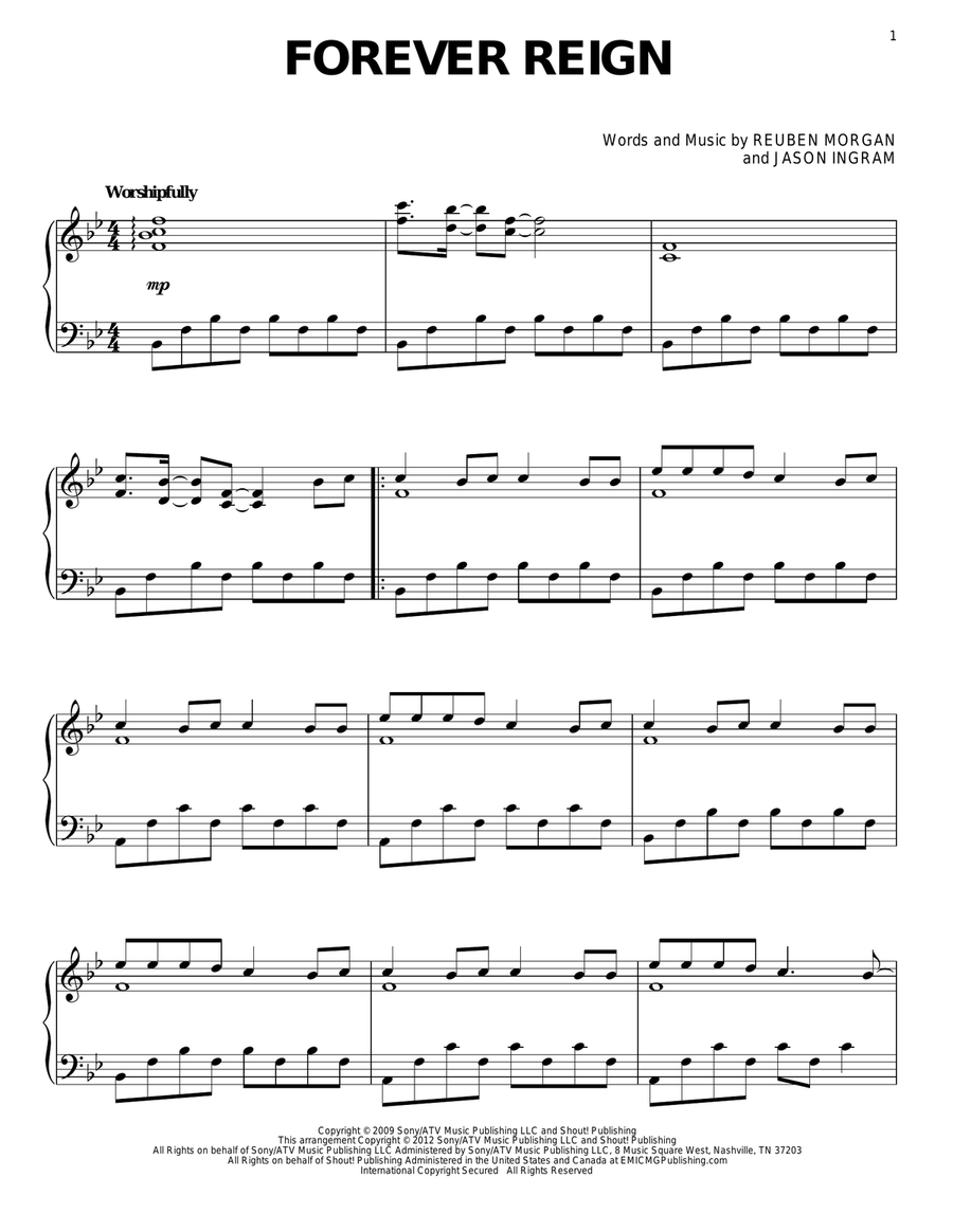 Forever Reign Forever Reign Piano Solo scores gallery preview page 1