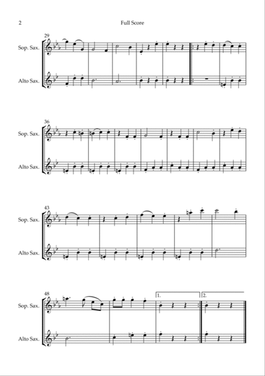 The Blue Danube (Waltz by Johann Strauss) for Soprano Saxophone & Alto Saxophone Duo Woodwind Duet scores gallery preview page 2