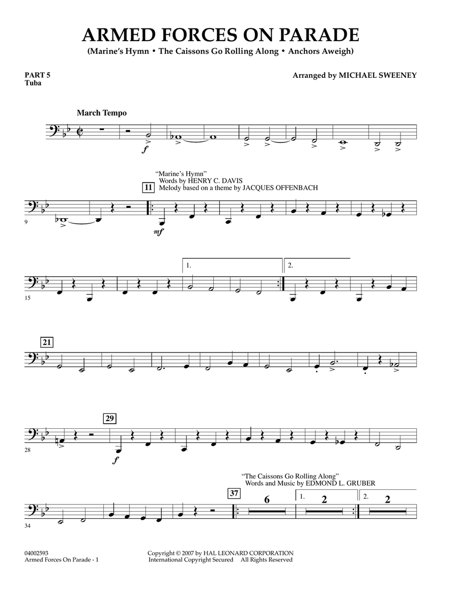 Armed Forces on Parade - Pt.5 - Tuba Concert Band scores gallery preview page 1