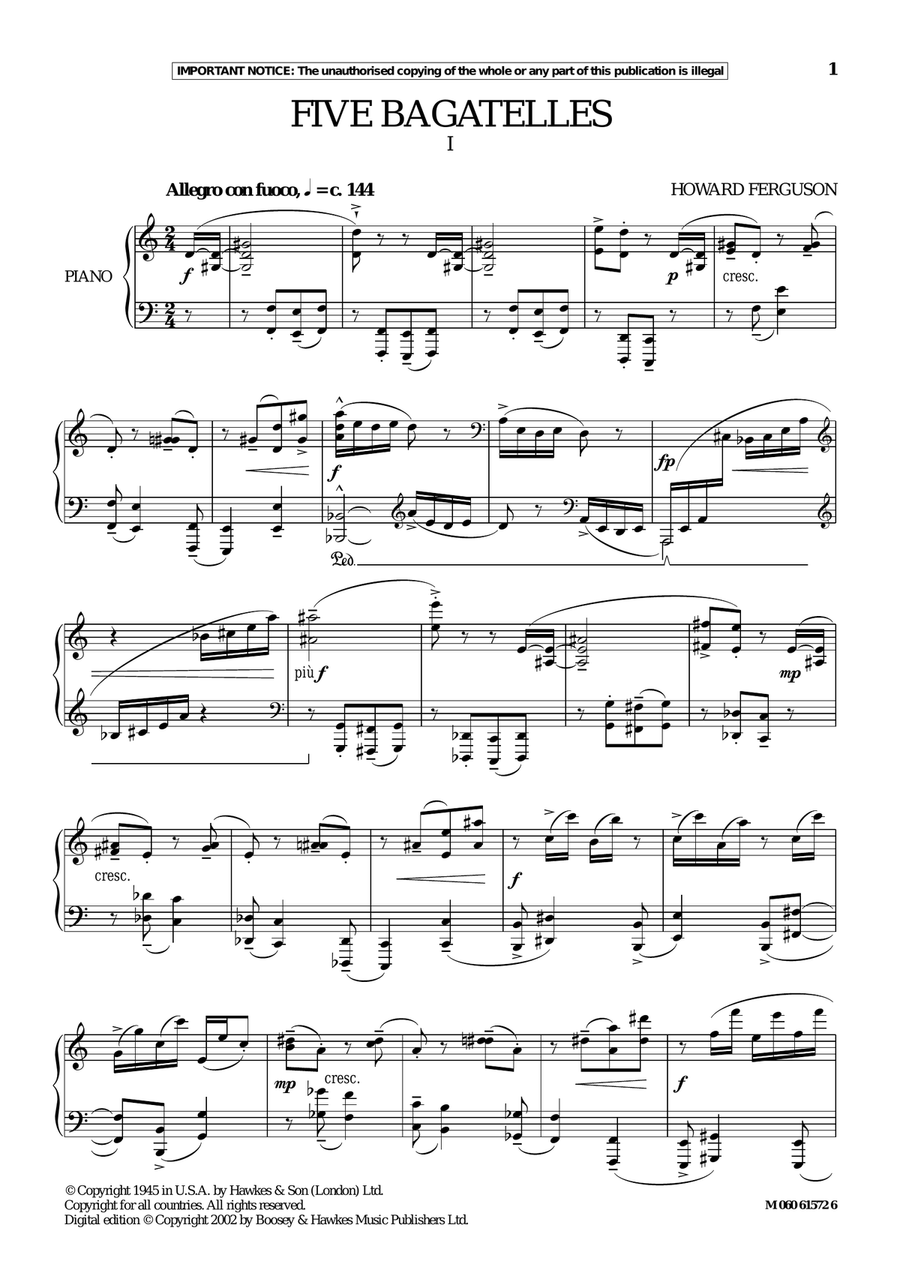 Five Bagatelles (I)
