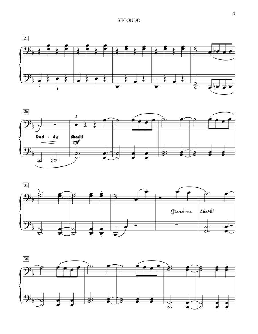 Baby Shark (arr. Carolyn Miller) 1 Piano, 4-Hands scores gallery preview page 3