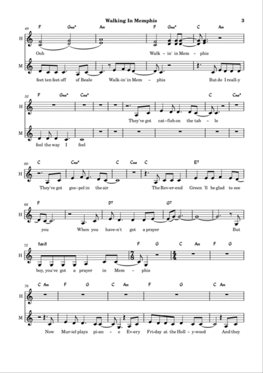 Walking In Memphis Guitar scores gallery preview page 3