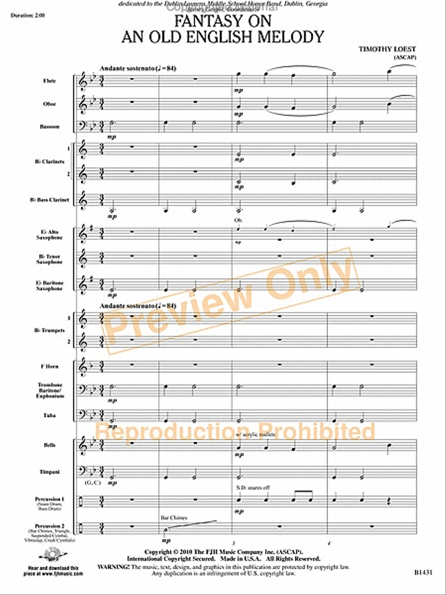 Fantasy on an Old English Melody Concert Band scores gallery preview page 16