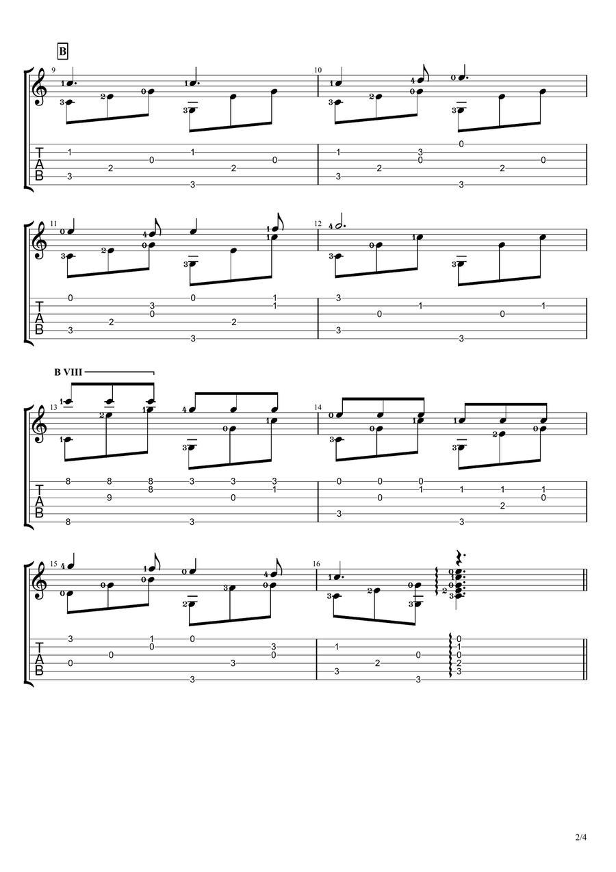 Row, Row, Row Your Boat Guitar Tablature scores gallery preview page 2