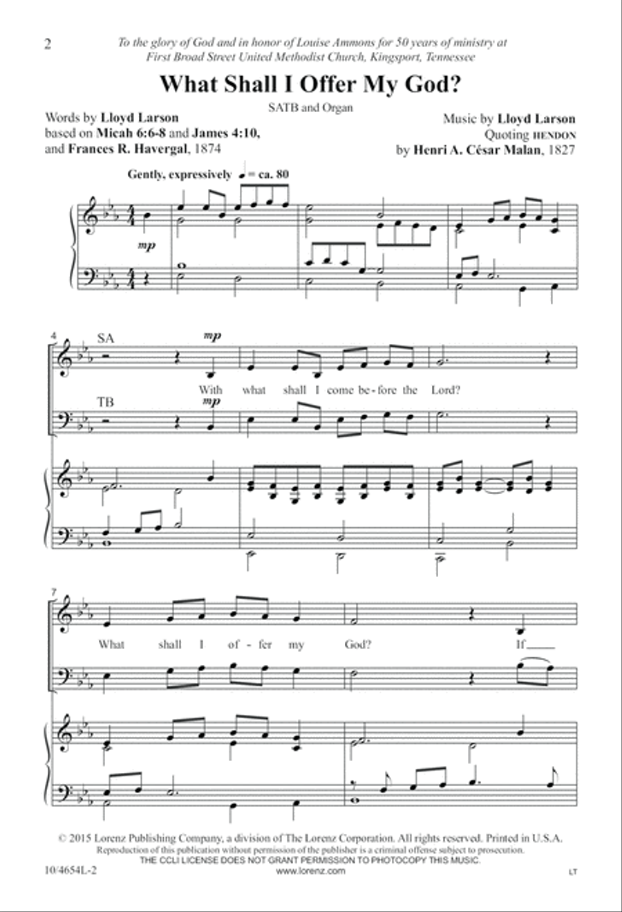 What Shall I Offer My God? 4-Part scores gallery preview page 2
