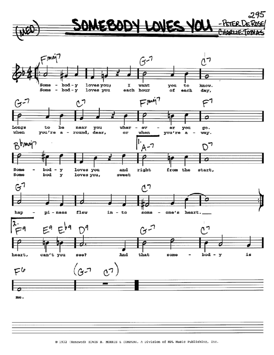 Somebody Loves You Somebody Loves You Voice scores gallery preview page 1