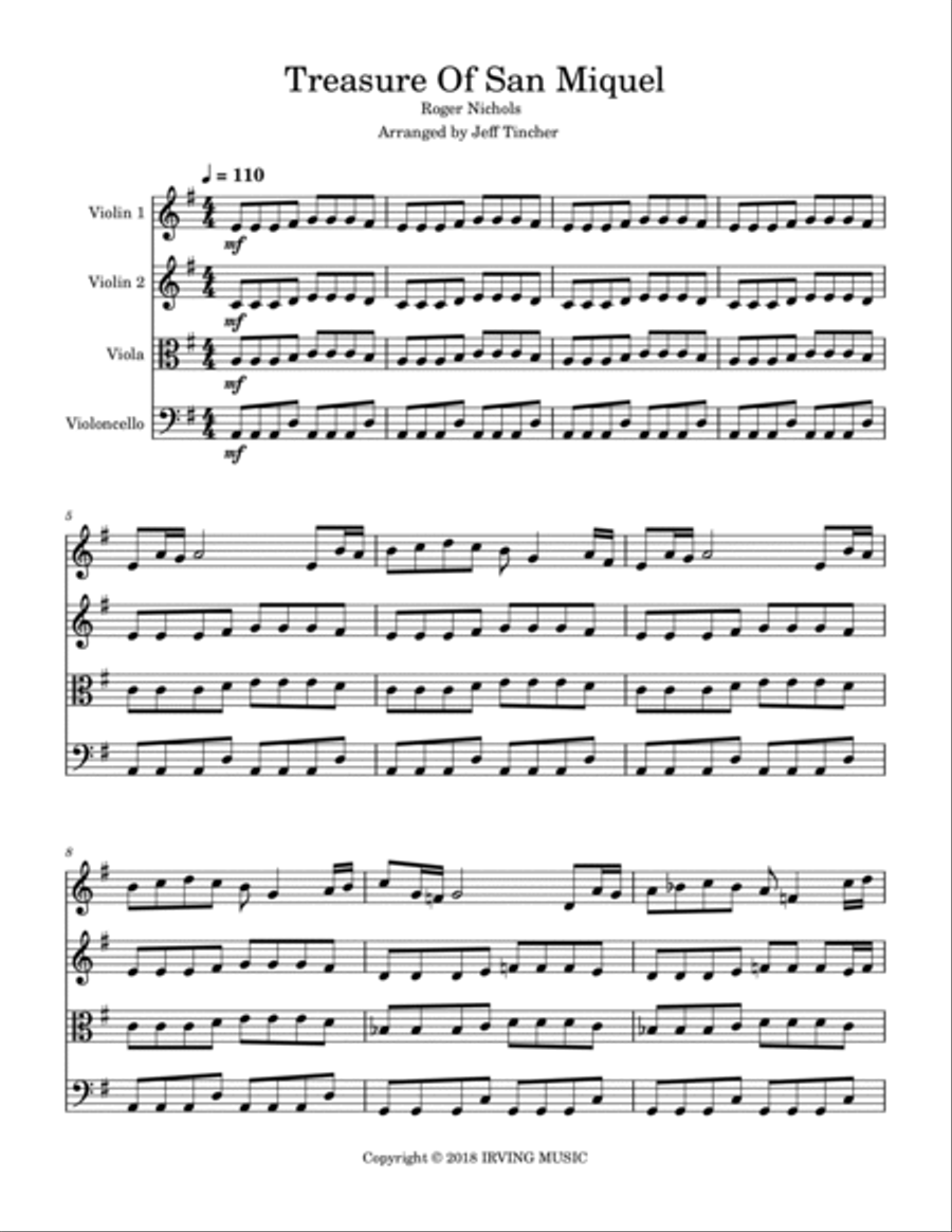 Treasure Of San Miquel Treasure Of San Miquel String Quartet scores gallery preview page 2