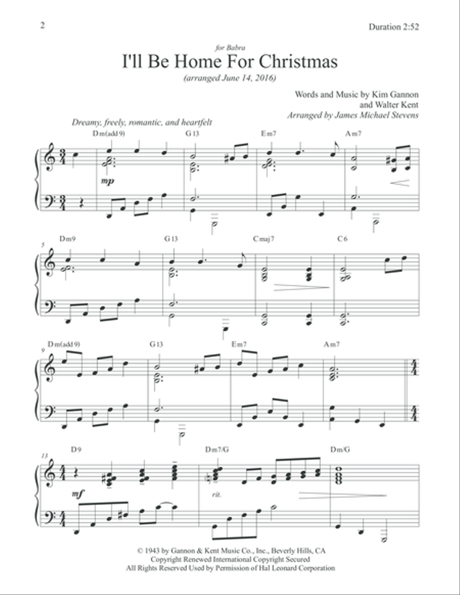 I'll Be Home For Christmas Piano Solo scores gallery preview page 2