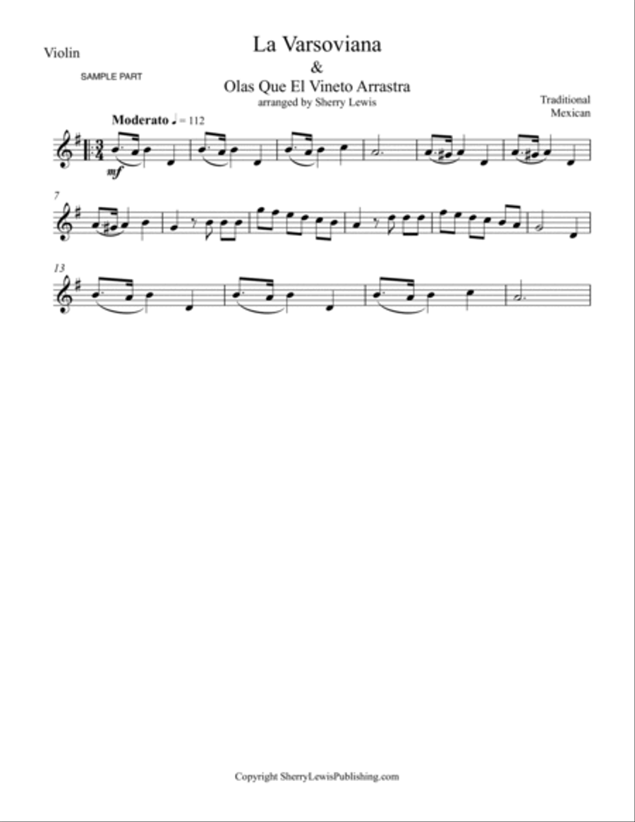 La Varsoviana & Olas Que el Viento Arrastra, Two Mexican Folk Songs For String Duet String Duet scores gallery preview page 5