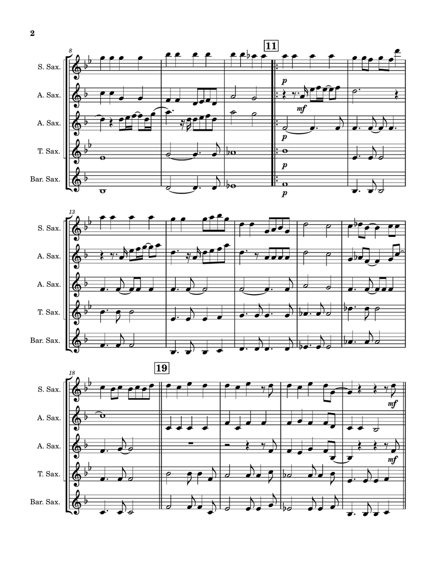 Something About December Saxophone Quintet scores gallery preview page 3