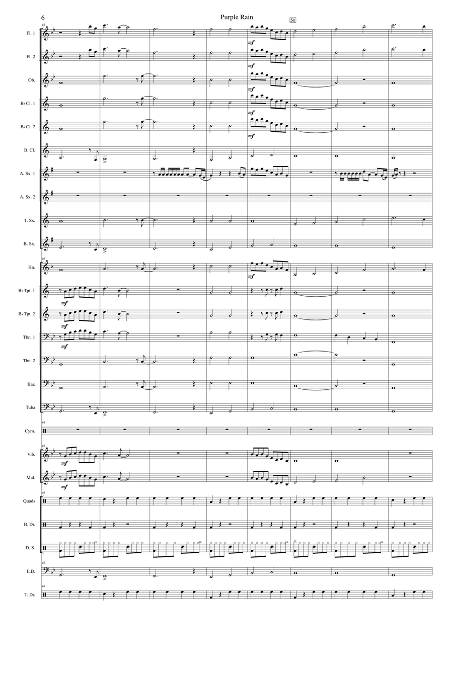Purple Rain Concert Band scores gallery preview page 6