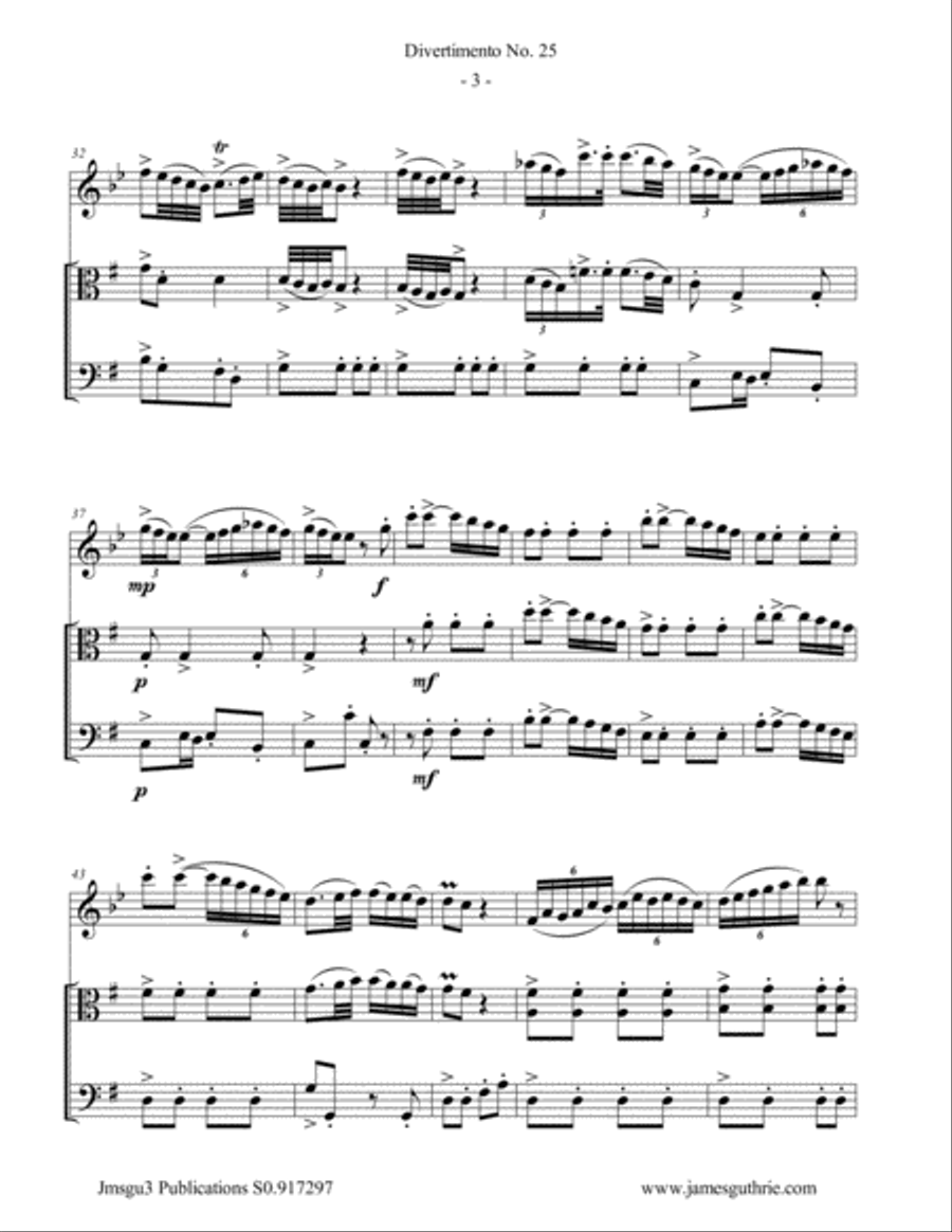Haydn: Divertimento No. 25 Trio for Oboe d'Amore, Viola & Cello Oboe scores gallery preview page 3