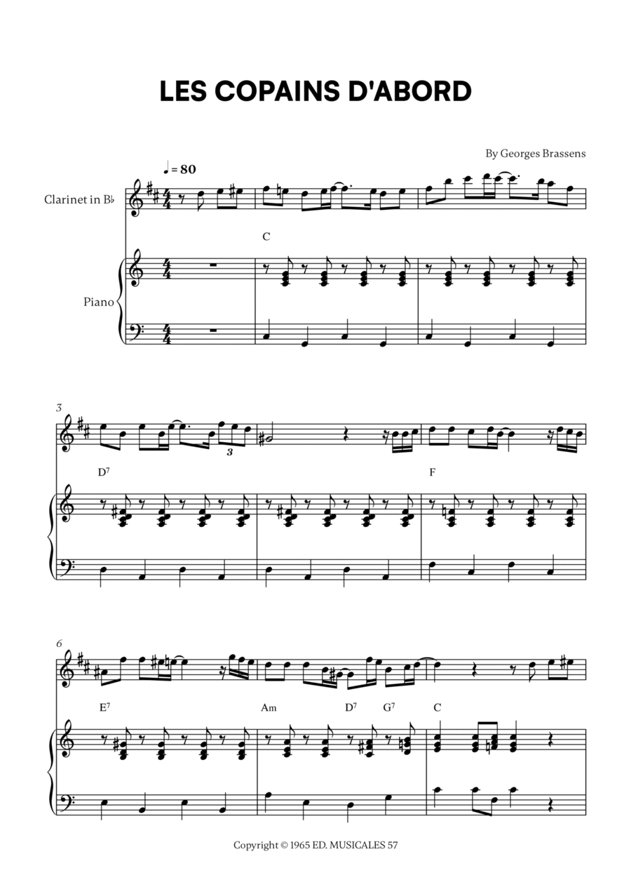Les Copains D'abord Clarinet Solo scores gallery preview page 1