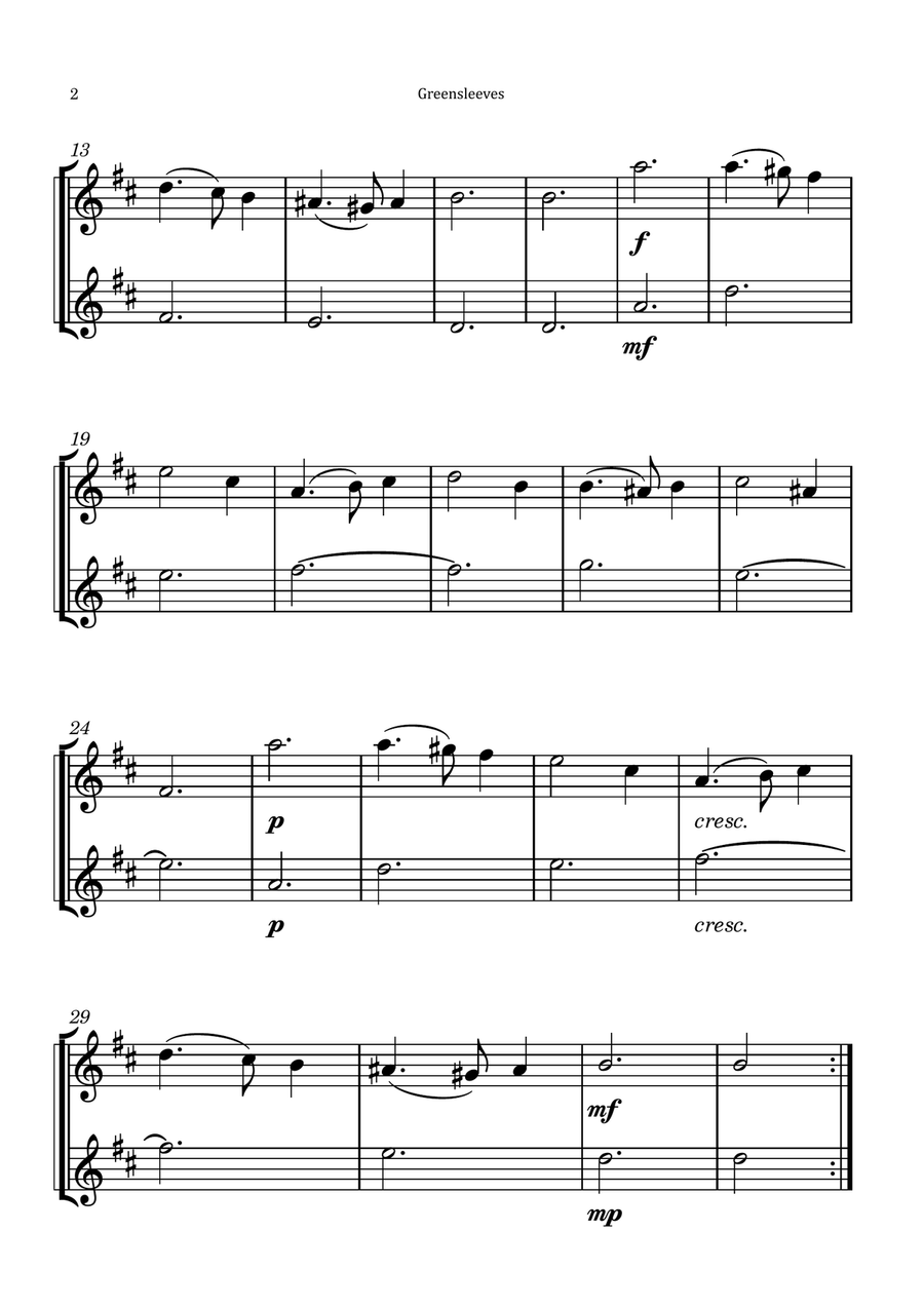 Greensleeves Woodwind Duet scores gallery preview page 2