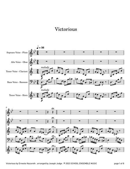 Victorious by Nazareth for Woodwind Quartet in Schools image number null