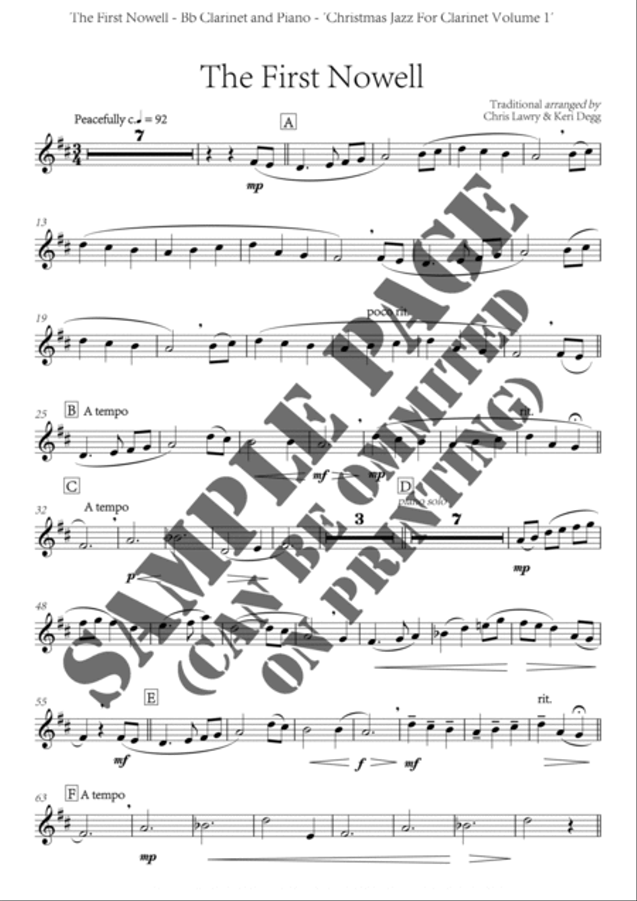 Christmas Jazz Volume 1 for Bb Clarinet; Five Christmas/Holiday pieces in Jazz Styles B-Flat Clarinet scores gallery preview page 3