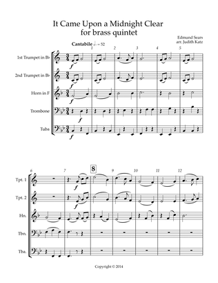 It Came Upon A Midnight Clear - for brass quintet