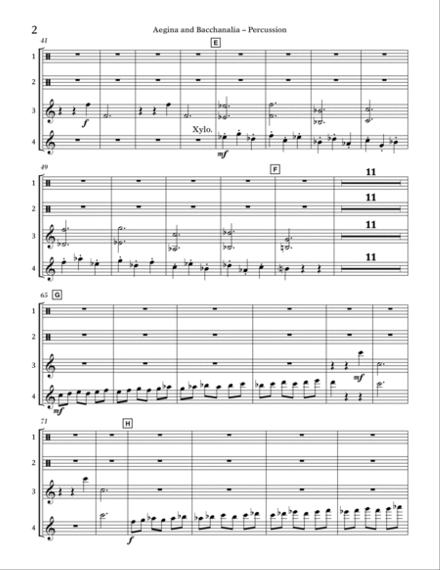 Aegina and Bacchanalia (from Spartacus) - Percussion Percussion scores gallery preview page 2