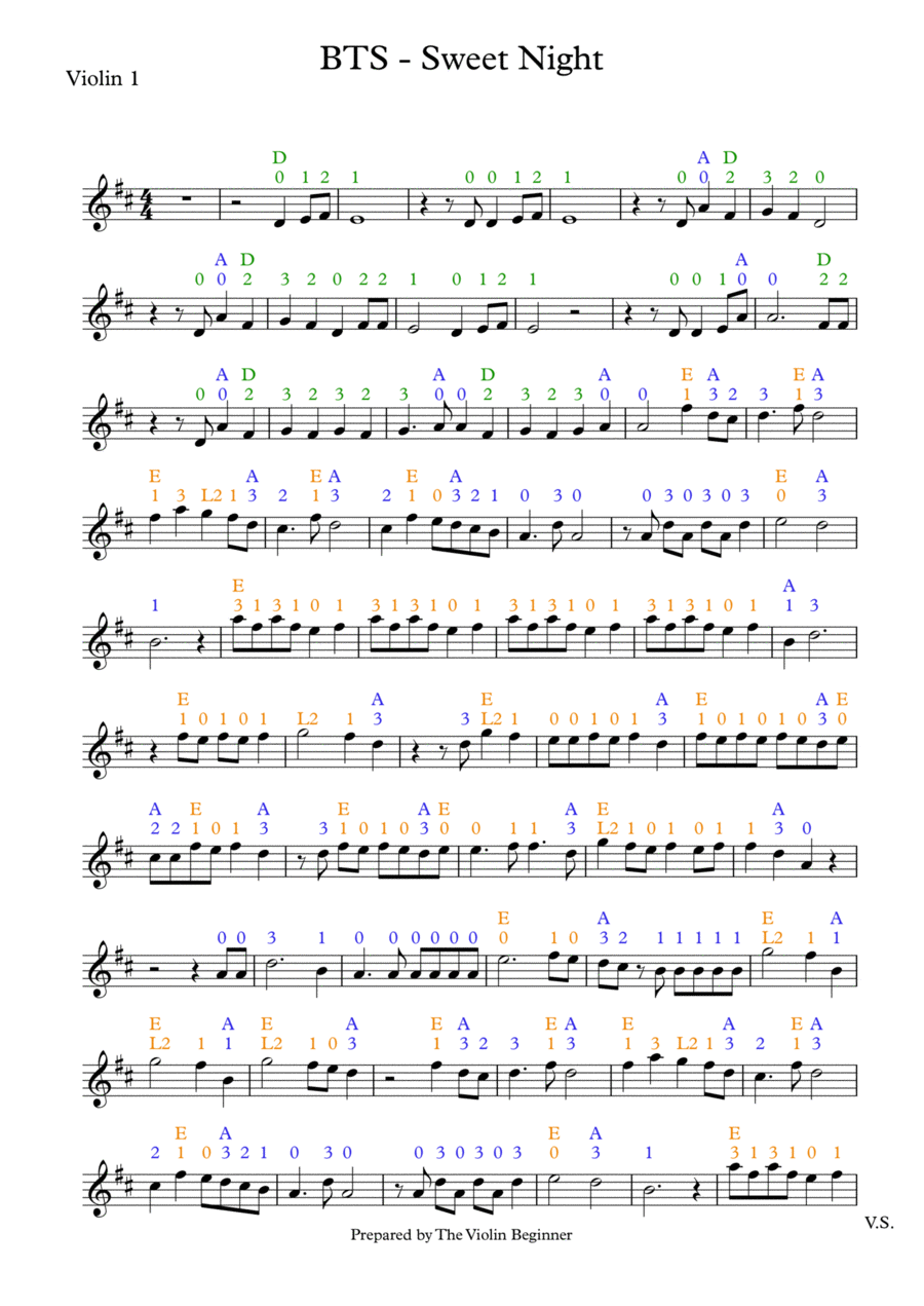 V Of Bts V Of Bts Violin Solo scores gallery preview page 1