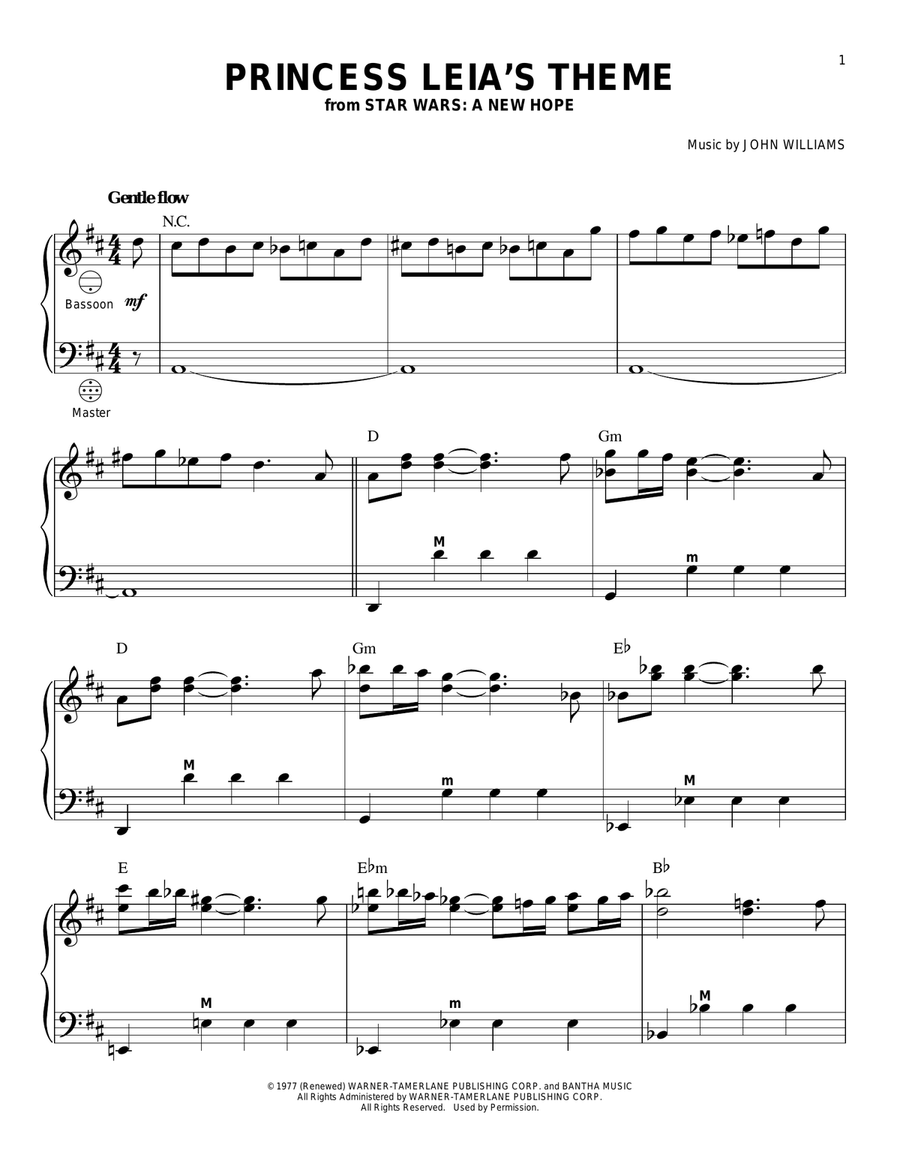 Princess Leia's Theme Piano scores gallery preview page 1