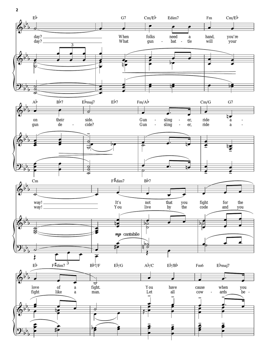 Gunslinger Piano, Vocal, Guitar scores gallery preview page 2