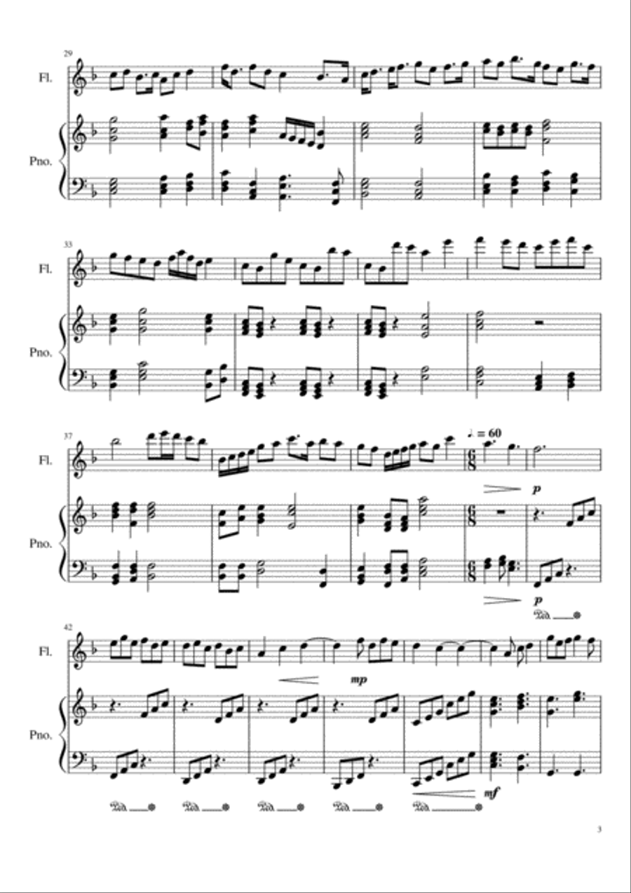 Loretta's Theme and Variations Flute Solo scores gallery preview page 3