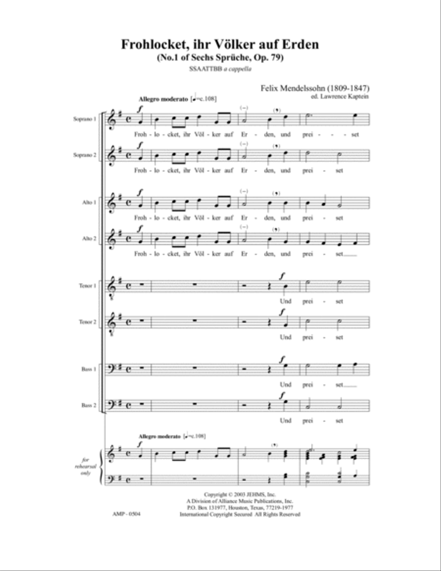 Frohlocket, ihr Volker auf Erden SSAATTBB scores gallery preview page 5