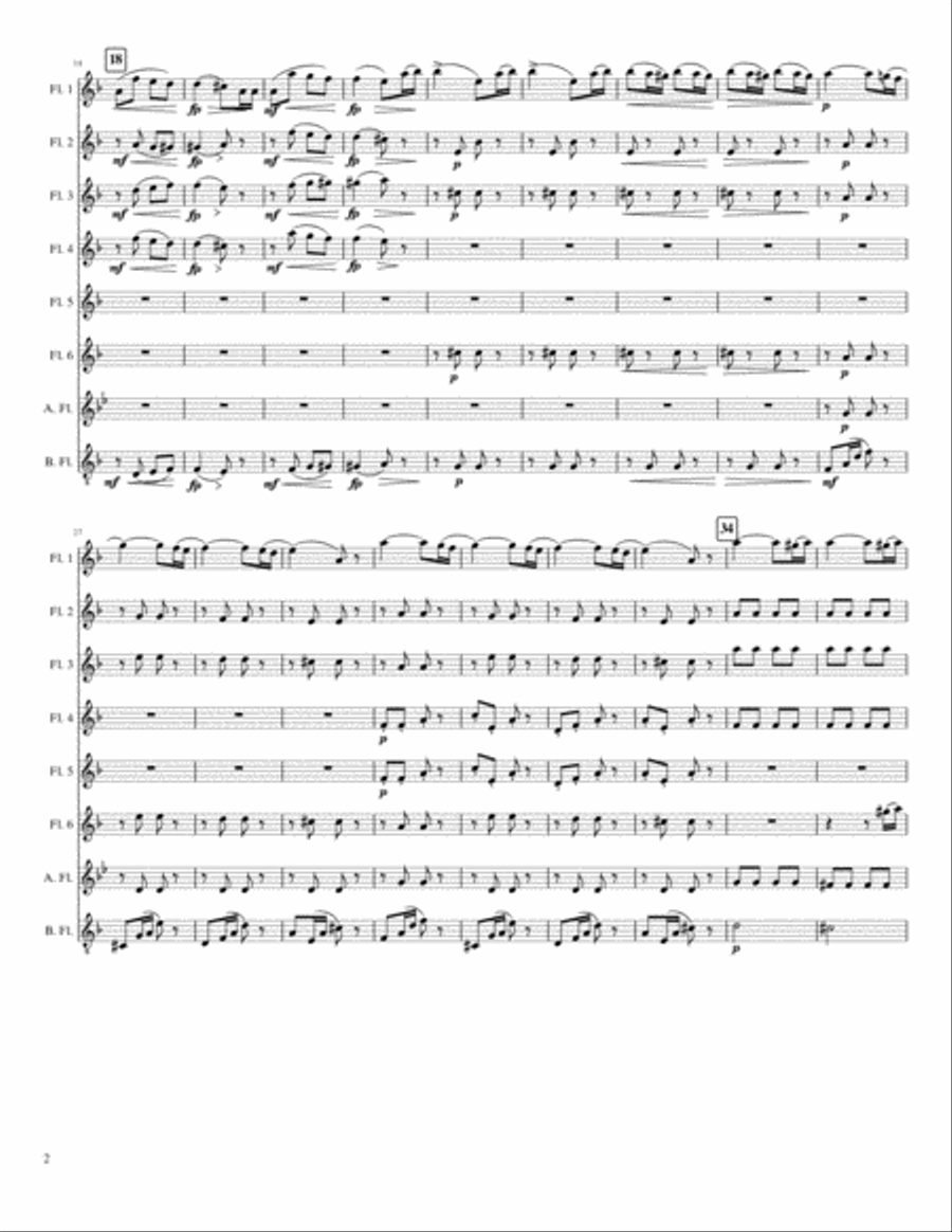 Morning, Noon and Night in Vienna (overture excerpt), for flute choir Flute Choir scores gallery preview page 2