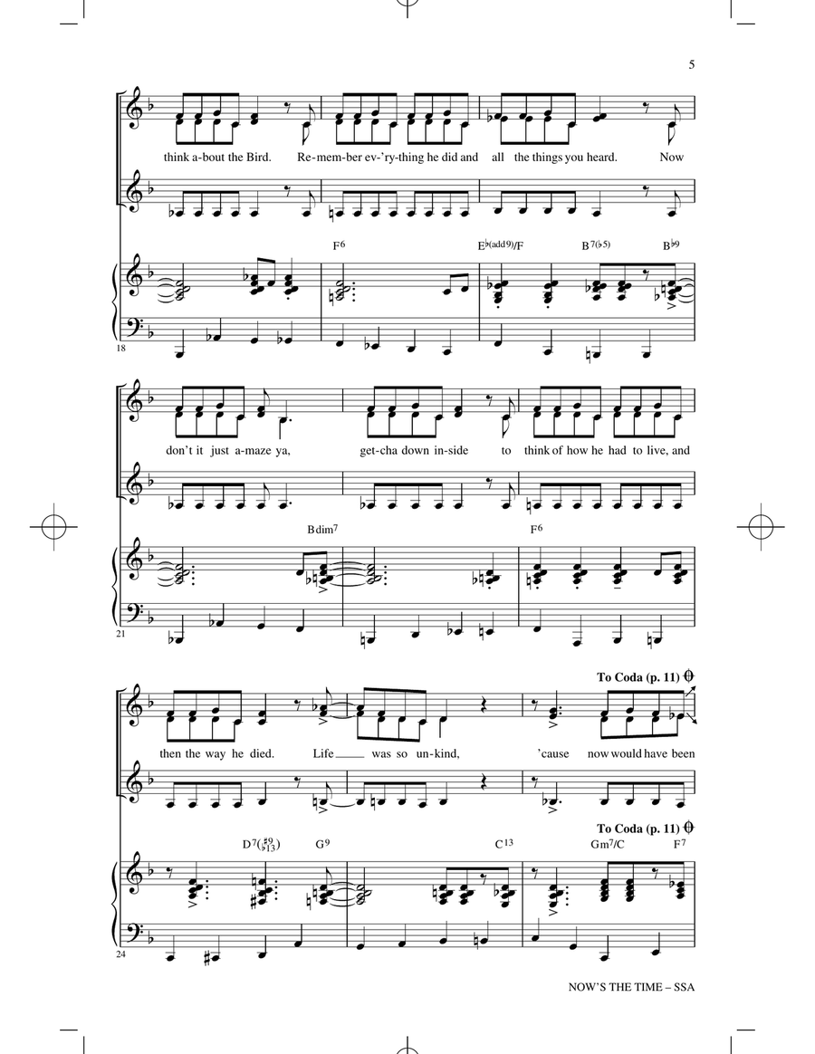 Now's The Time (arr. Kirby Shaw) SSA scores gallery preview page 3