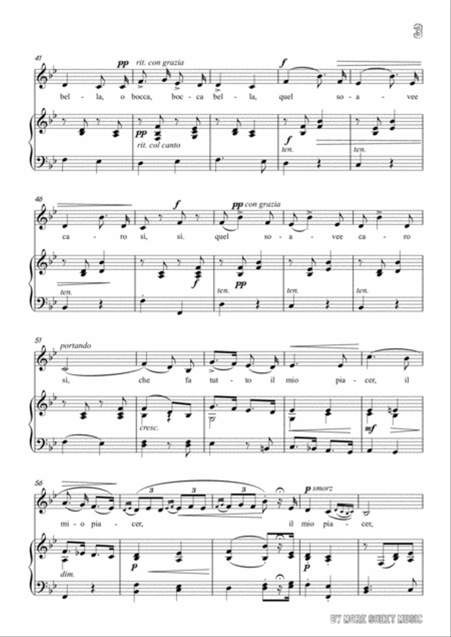 Lotti-Pur dicesti,o bocca bella in B flat Major,for Voice and Piano Voice Solo scores gallery preview page 5