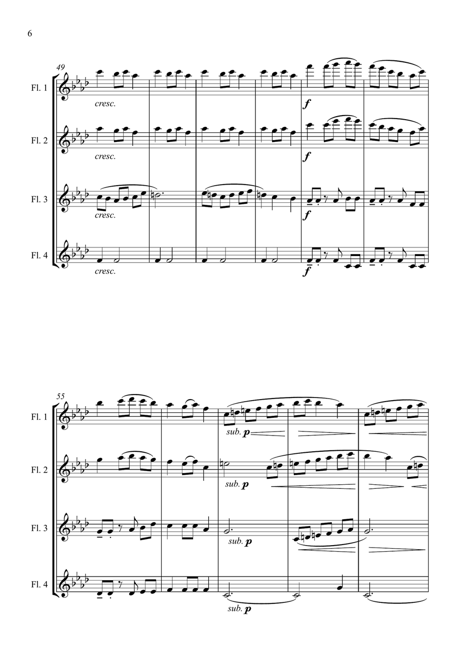 Fantasia on the Ukrainian Bell Carol - for Flute Quartet Flute Quartet scores gallery preview page 6