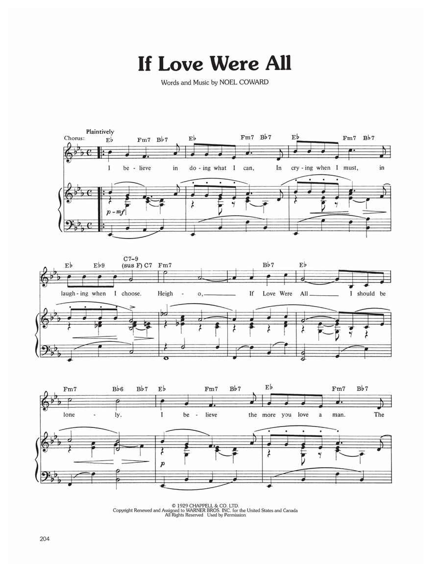 If Love Were All If Love Were All Piano, Vocal, Guitar scores gallery preview page 1