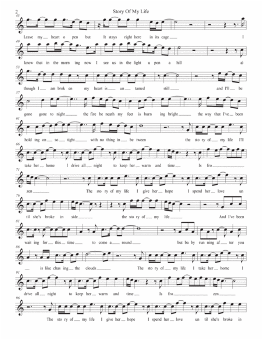 Story Of My Life Baritone Saxophone scores gallery preview page 2